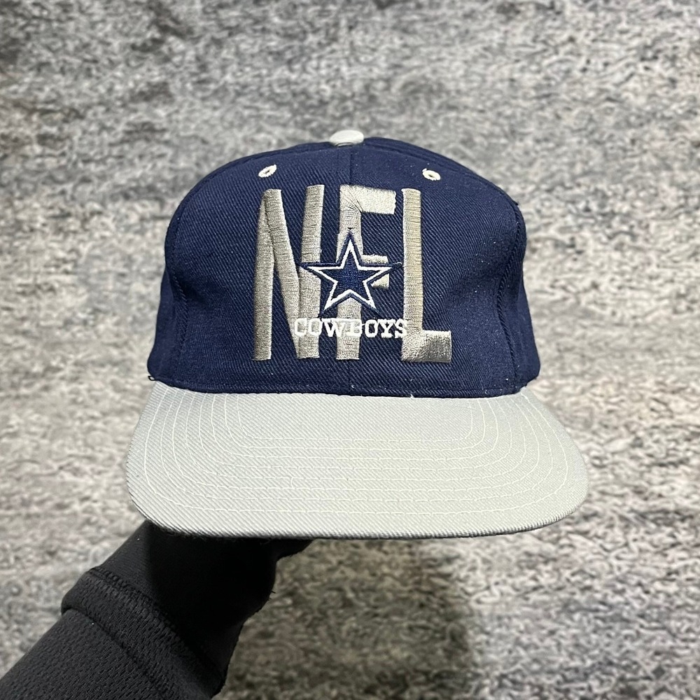 Vintage 90s Dallas Cowboys‎ Snapback Hat Blue Gray Pro Player NFL Embroidered